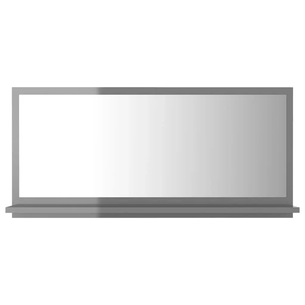 Bathroom Mirror High Gloss Grey 80x10.5x37 cm Engineered Wood 804579 - Home & Garden