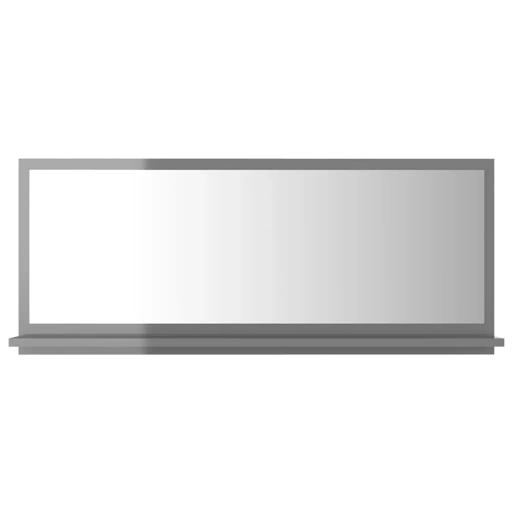 Bathroom Mirror High Gloss Grey 90x10.5x37 cm Engineered Wood 804588 - Home & Garden