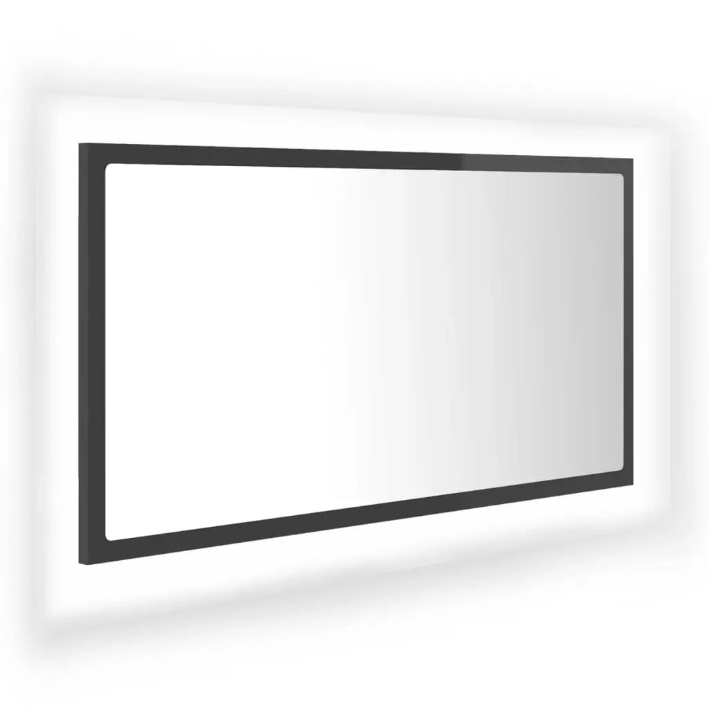 LED Bathroom Mirror High Gloss Grey 80x8.5x37 cm Acrylic 804931 - Home & Garden
