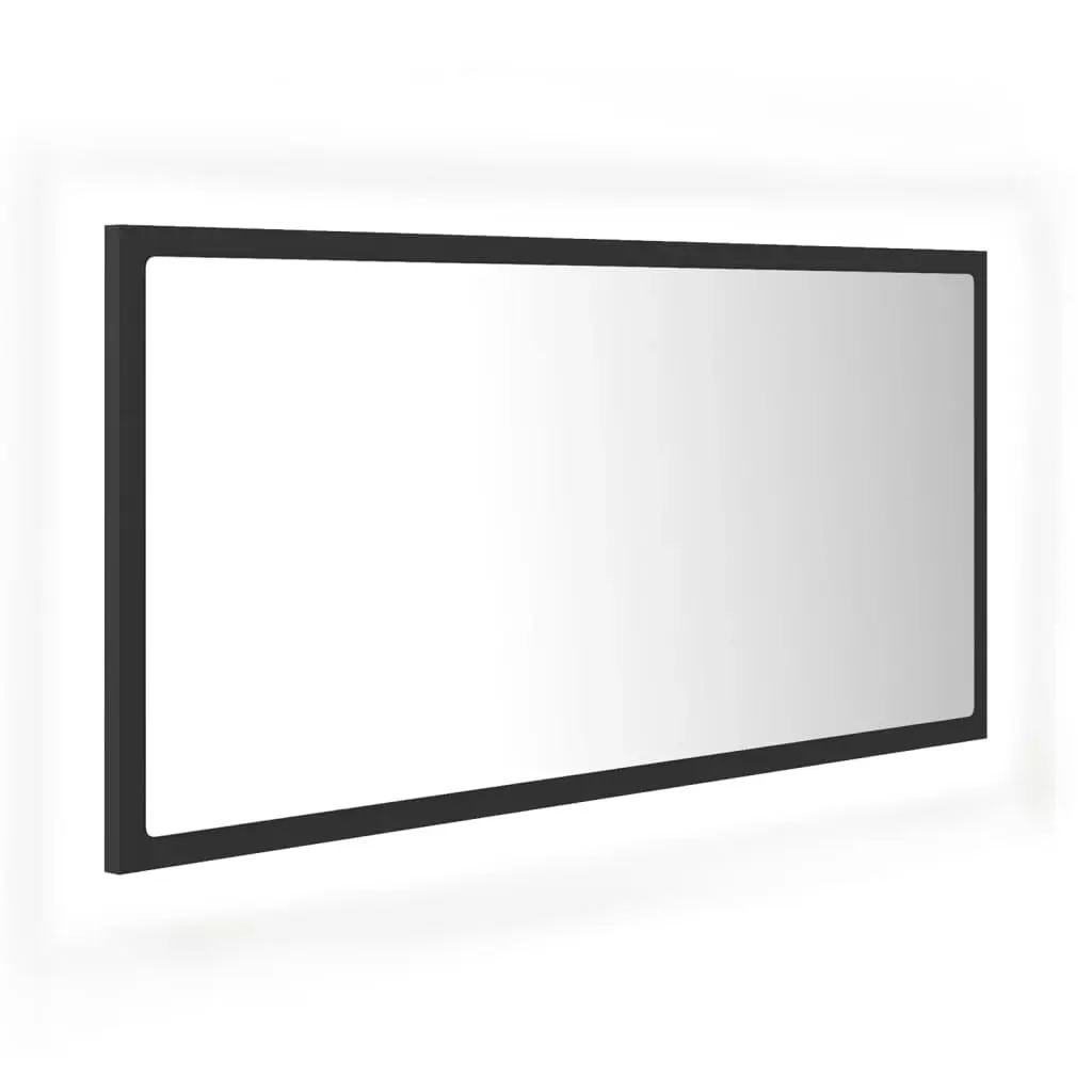 LED Bathroom Mirror Grey 90x8.5x37 cm Acrylic 804934 - Home & Garden