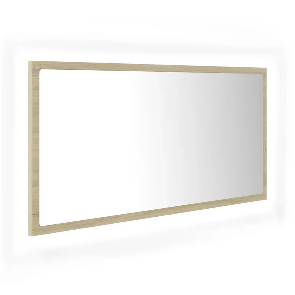 LED Bathroom Mirror Sonoma Oak 90x8.5x37 cm Acrylic 804935 - Home & Garden