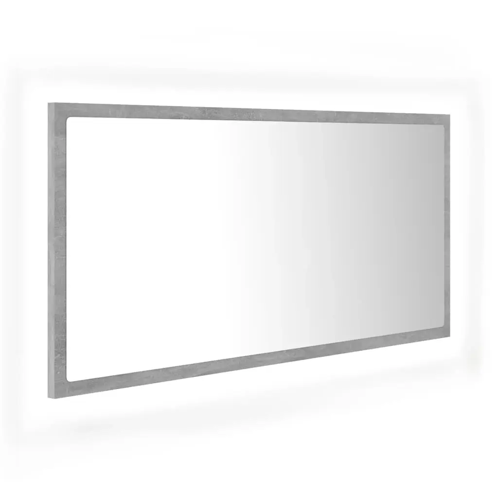 LED Bathroom Mirror Concrete Grey 90x8.5x37 cm Acrylic 804936 - Home & Garden