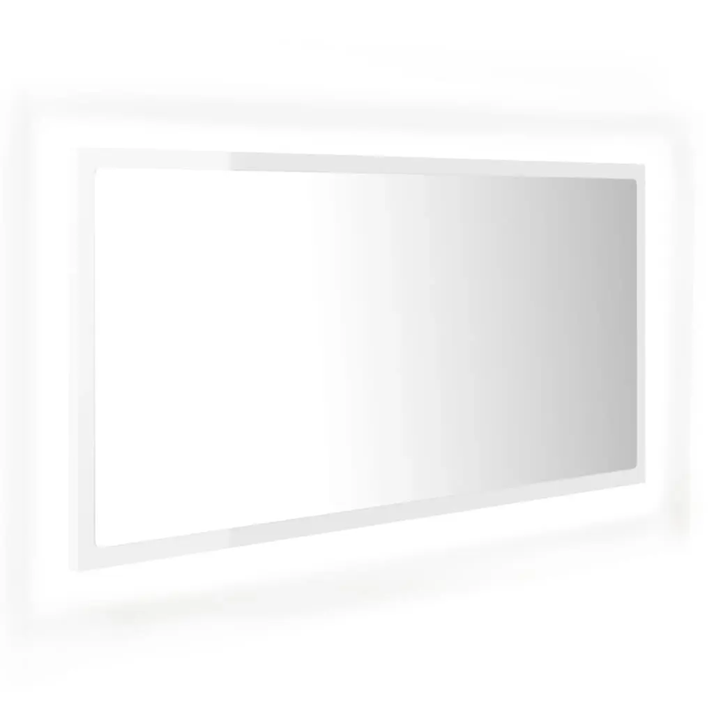 LED Bathroom Mirror High Gloss White 90x8.5x37 cm Acrylic 804937 - Home & Garden