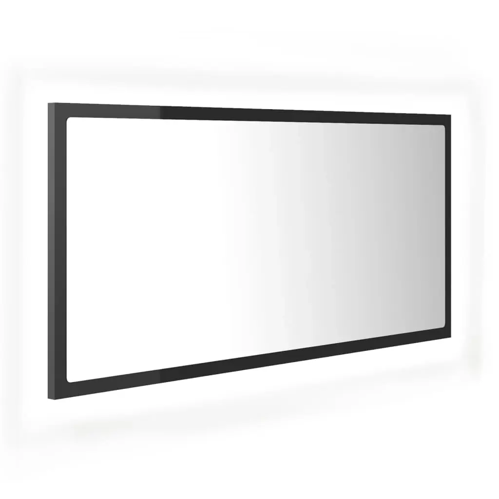 LED Bathroom Mirror High Gloss Grey 90x8.5x37 cm Acrylic 804939 - Home & Garden
