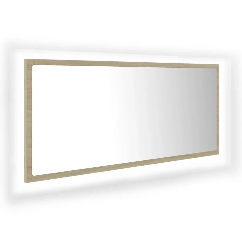 LED Bathroom Mirror Sonoma Oak 100x8.5x37 cm Acrylic 804943 - Home & Garden