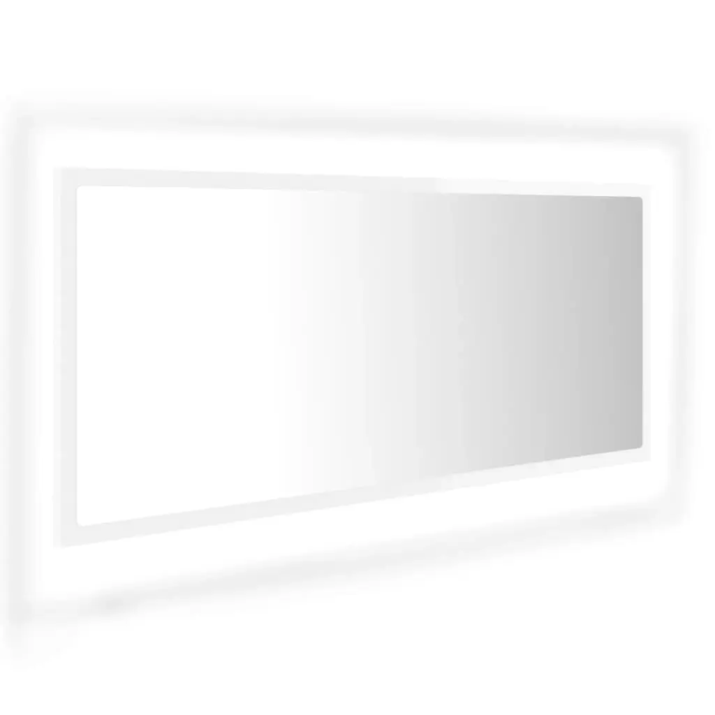 LED Bathroom Mirror High Gloss White 100x8.5x37 cm Acrylic 804945 - Home & Garden