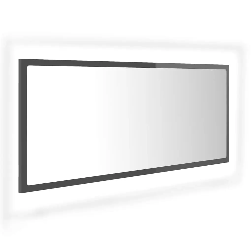 LED Bathroom Mirror High Gloss Grey 100x8.5x37 cm Acrylic 804947 - Home & Garden