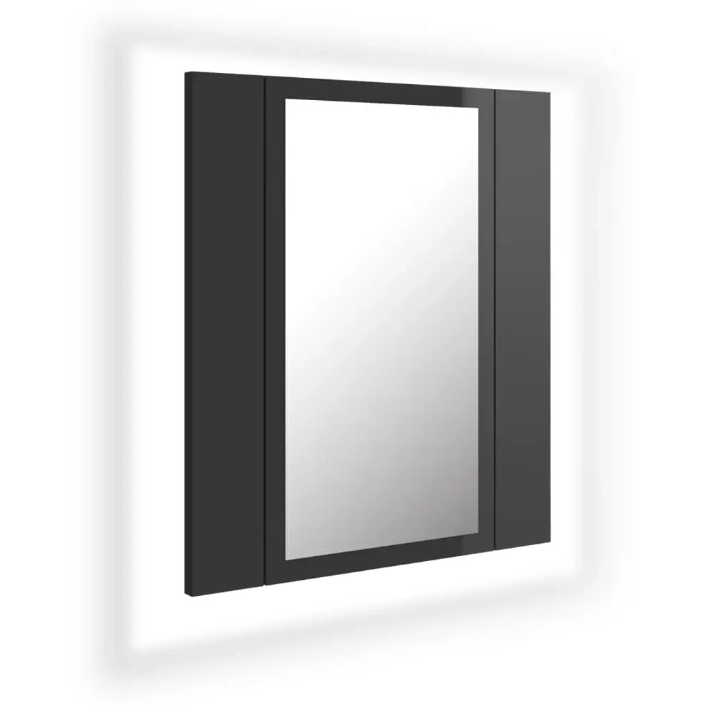 LED Bathroom Mirror Cabinet High Gloss Grey 40x12x45 cm Acrylic 804955 - Home & Garden