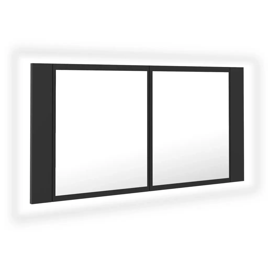 LED Bathroom Mirror Cabinet Grey 90x12x45 cm Acrylic 804974 - Home & Garden