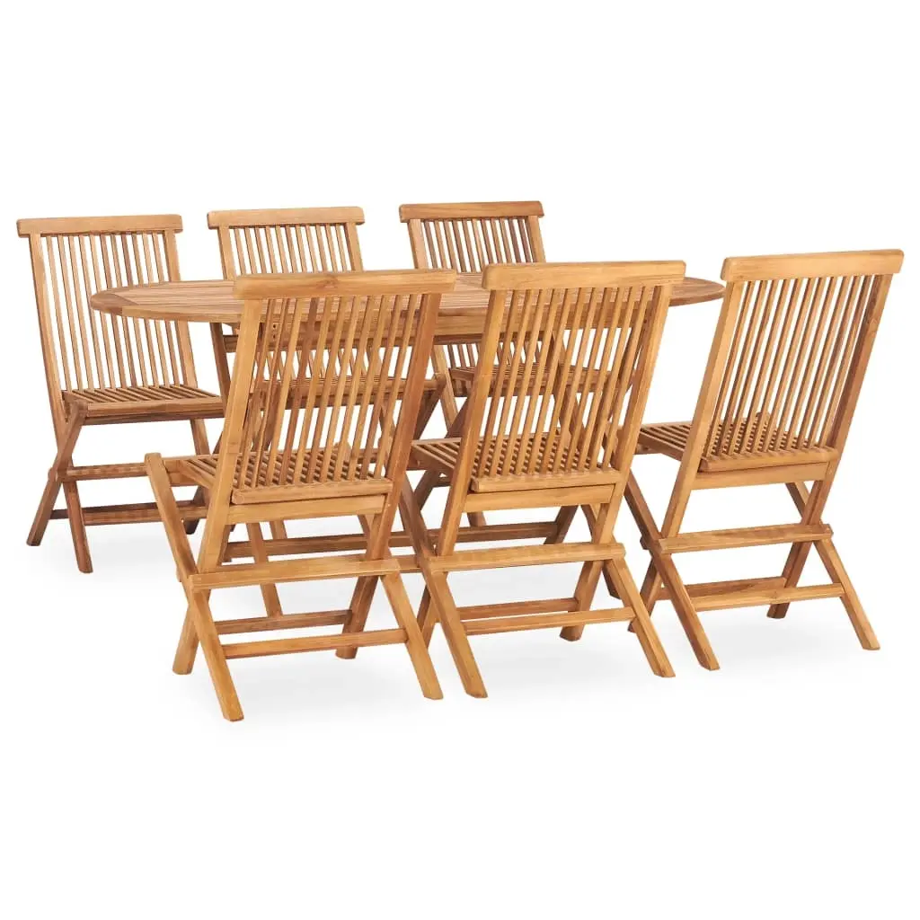 7 Piece Folding Outdoor Dining Set Solid Wood Teak 3059968 - Furniture