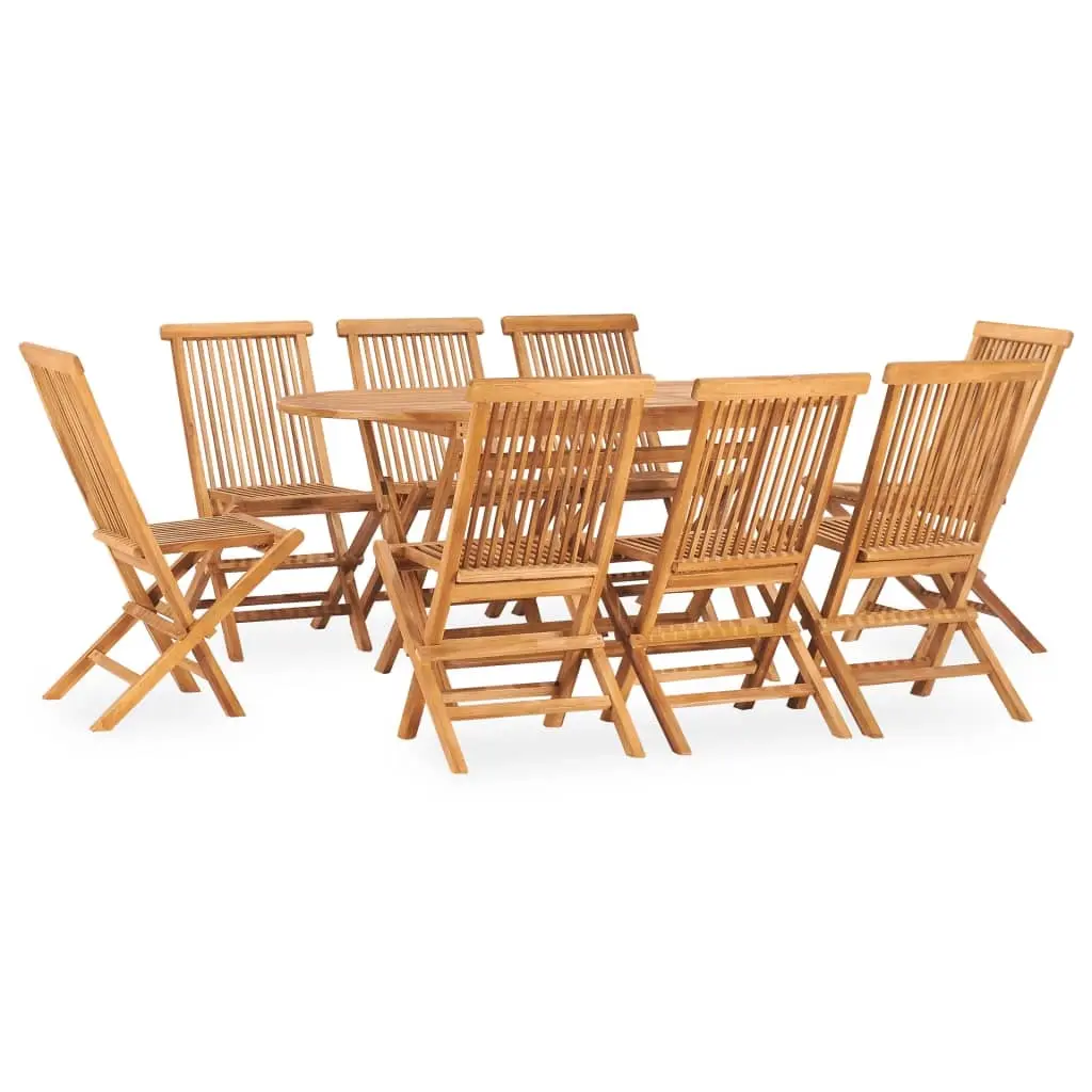 9 Piece Folding Outdoor Dining Set Solid Wood Teak 3059969 - Furniture