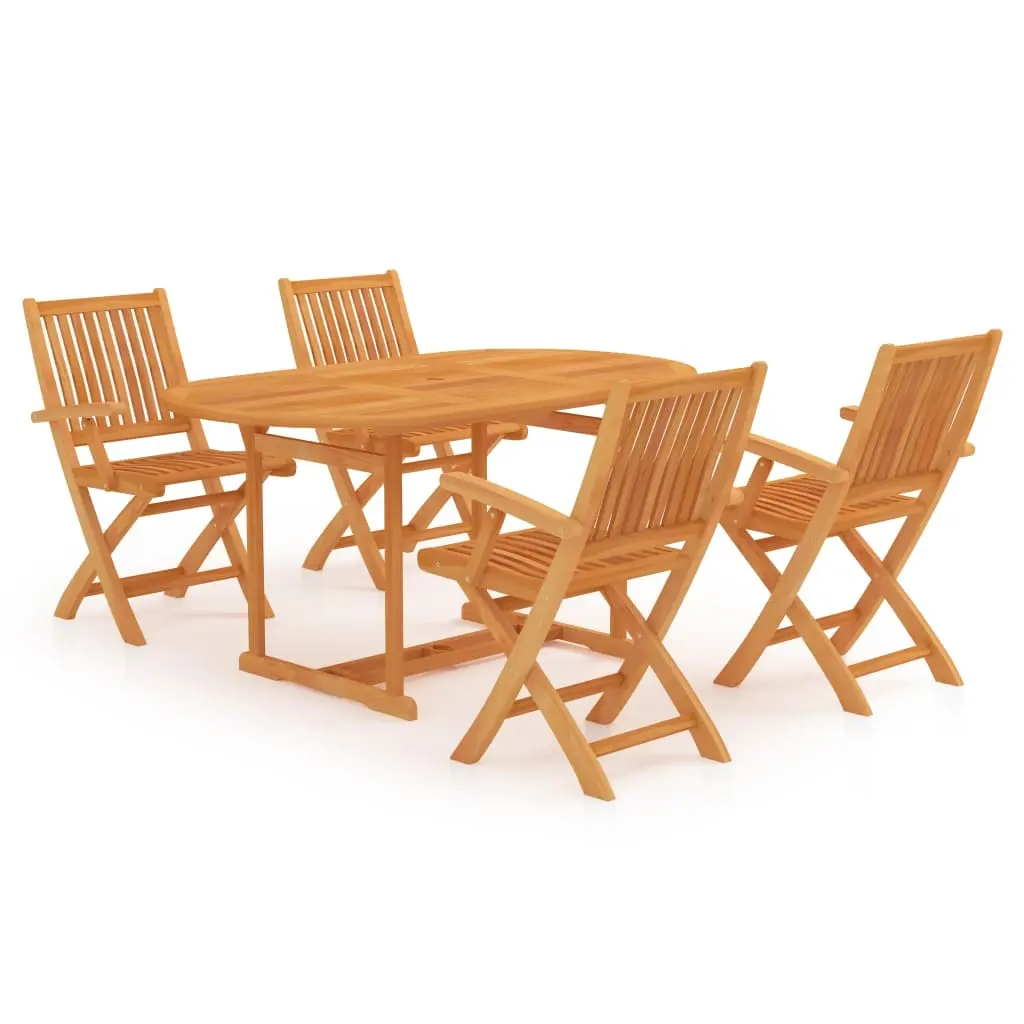 5 Piece Garden Dining Set Solid Teak Wood 3059535 - Furniture