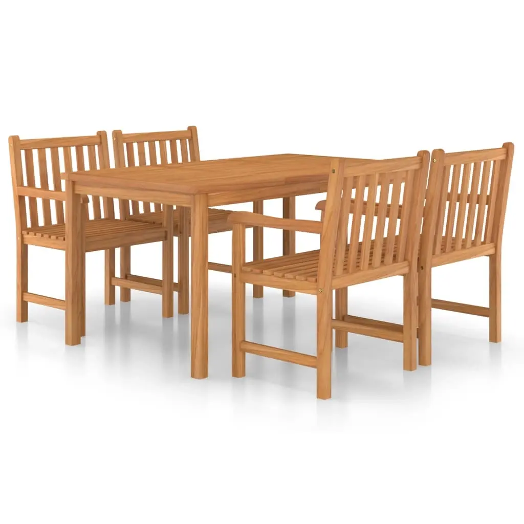 5 Piece Garden Dining Set 150x90 cm Solid Teak Wood 3059935 - Furniture