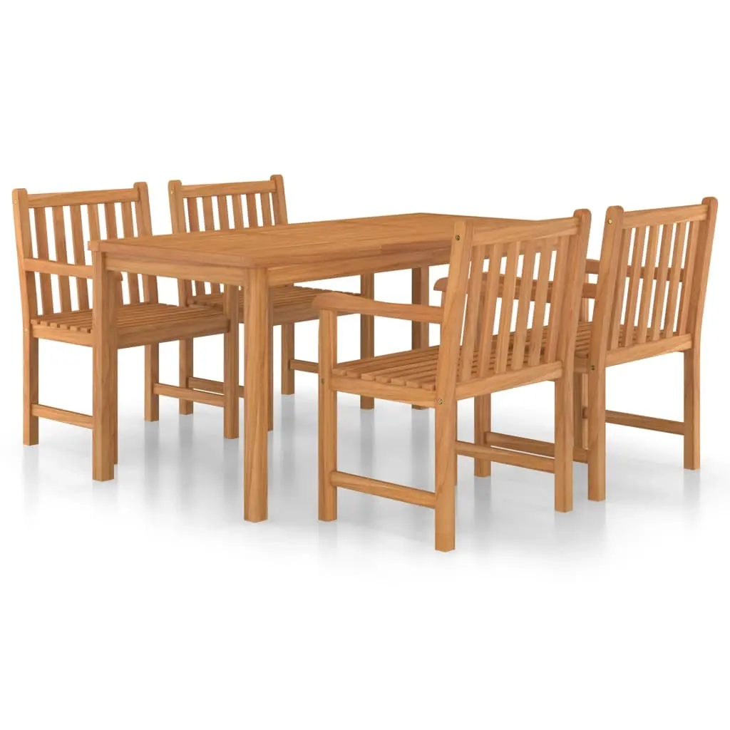 5 Piece Garden Dining Set 160x80 cm Solid Teak Wood 3059939 - Furniture