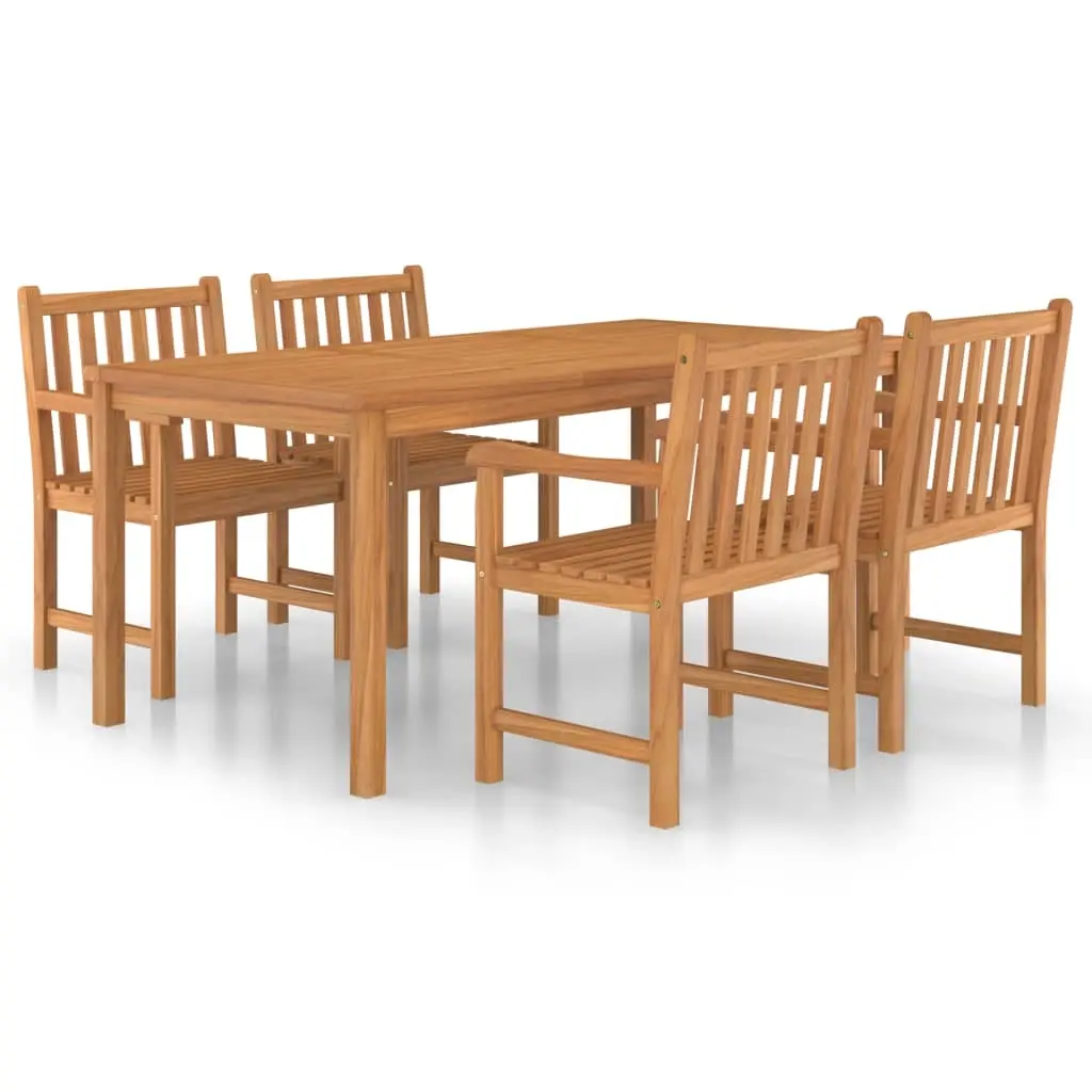 5 Piece Garden Dining Set 180x90 cm Solid Teak Wood 3059943 - Furniture