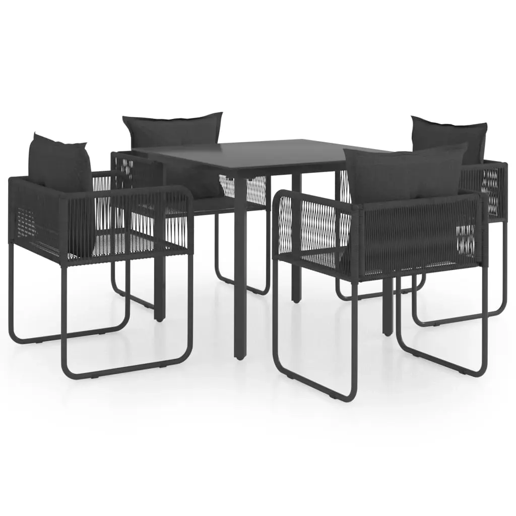 5 Piece Garden Dining Set PVC Rattan Black 3060095 - Furniture