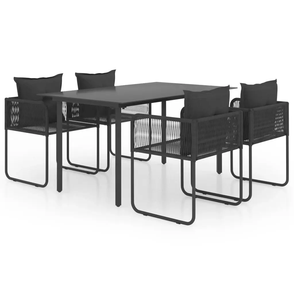 5 Piece Garden Dining Set PVC Rattan Black 3060096 - Furniture