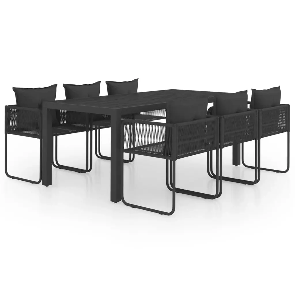 7 Piece Garden Dining Set PVC Rattan Black 3060104 - Furniture