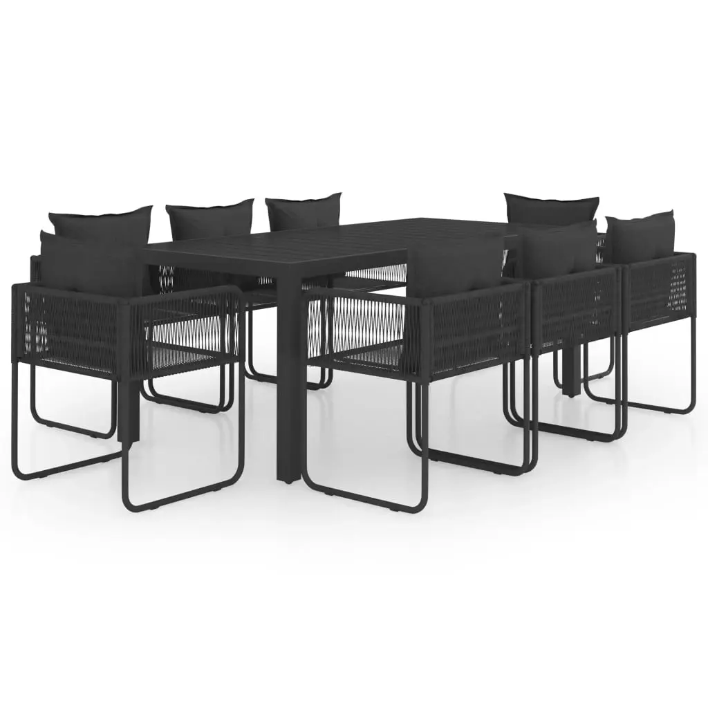 9 Piece Garden Dining Set PVC Rattan Black 3060105 - Furniture