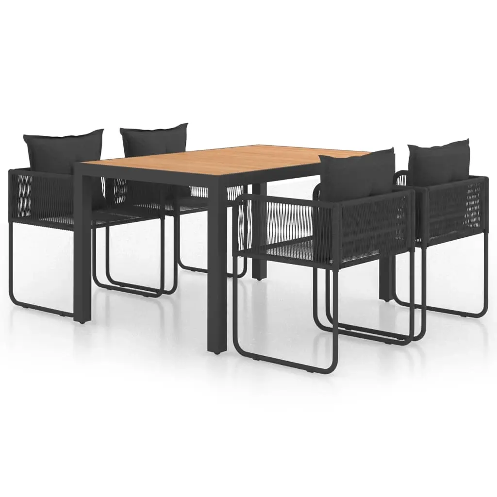 5 Piece Garden Dining Set PVC Rattan Black and Brown 3060108 - Furniture