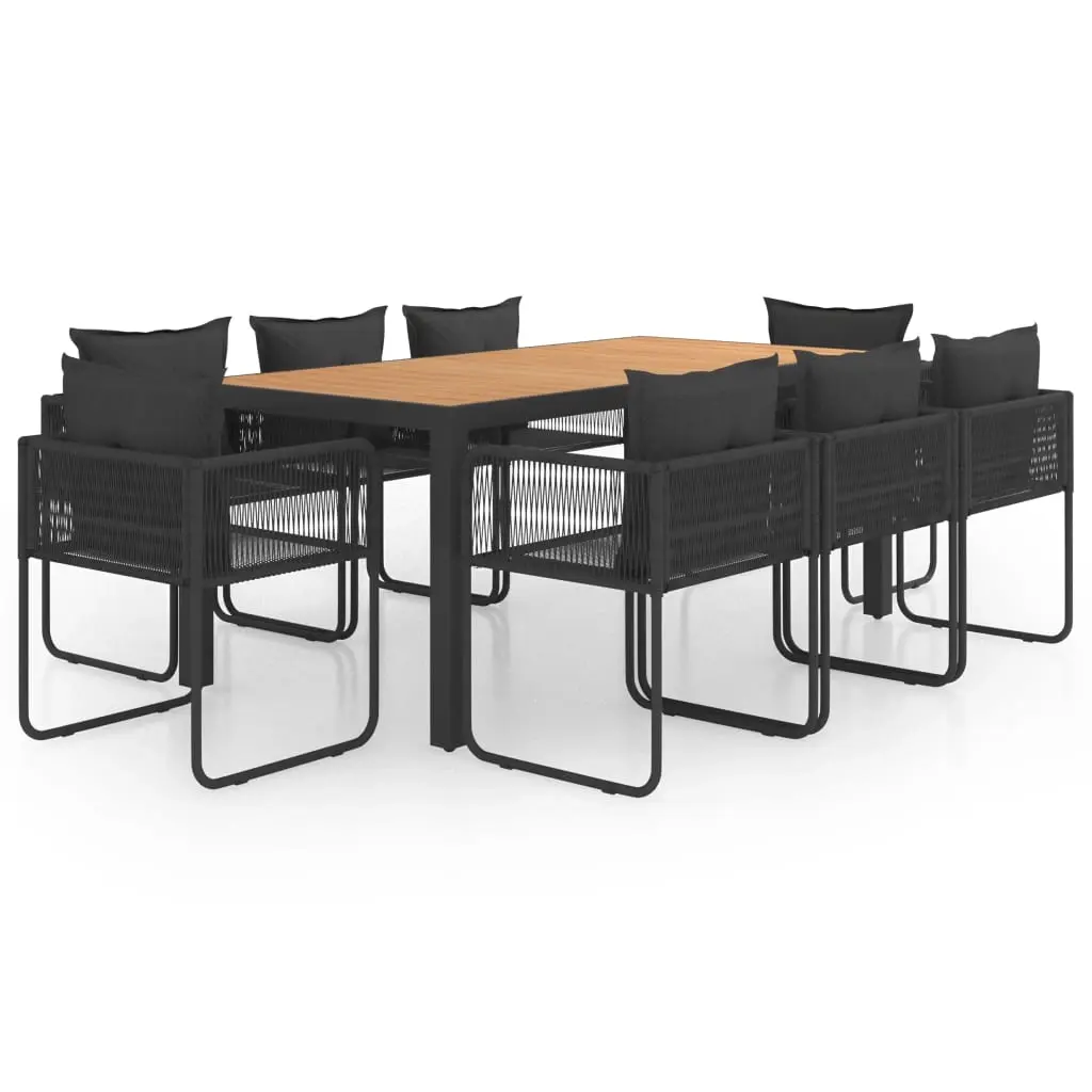 9 Piece Garden Dining Set PVC Rattan Black and Brown 3060111 - Furniture