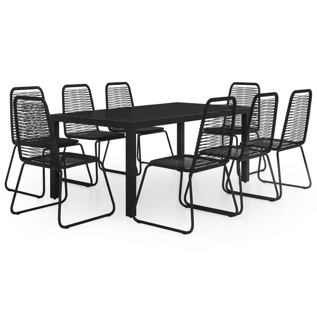 9 Piece Garden Dining Set PVC Rattan Black 3060123 - Furniture