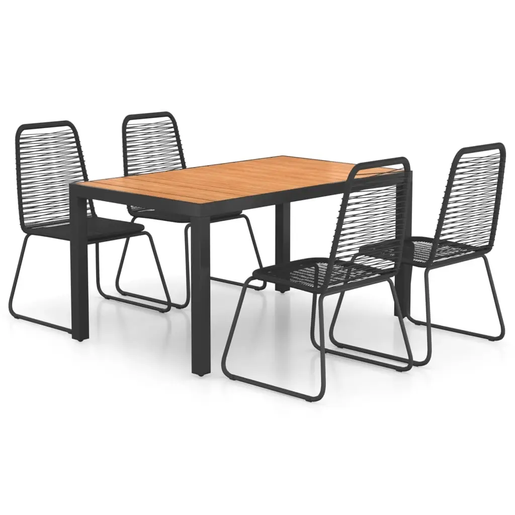 5 Piece Garden Dining Set PVC Rattan Black and Brown 3060126 - Furniture