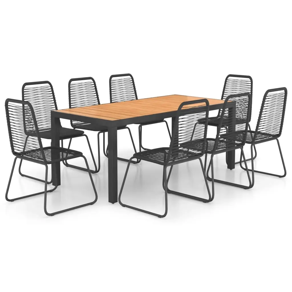 9 Piece Garden Dining Set PVC Rattan Black and Brown 3060129 - Furniture