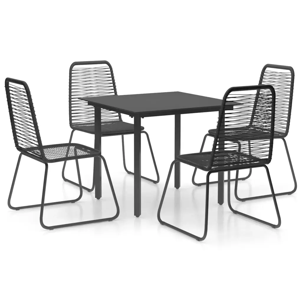 5 Piece Garden Dining Set PVC Rattan Black 3060131 - Furniture
