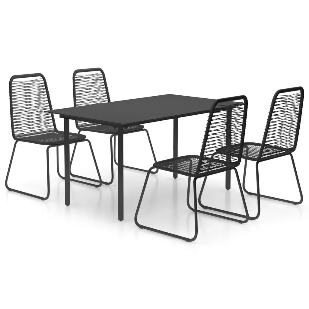 5 Piece Garden Dining Set PVC Rattan Black 3060132 - Furniture