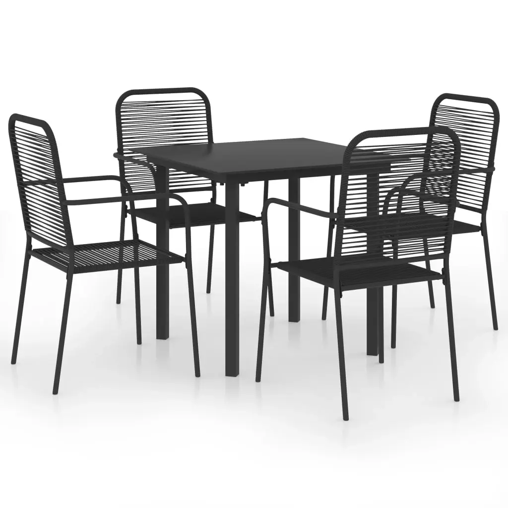 5 Piece Garden Dining Set Black Glass and Steel 3060208 - Furniture