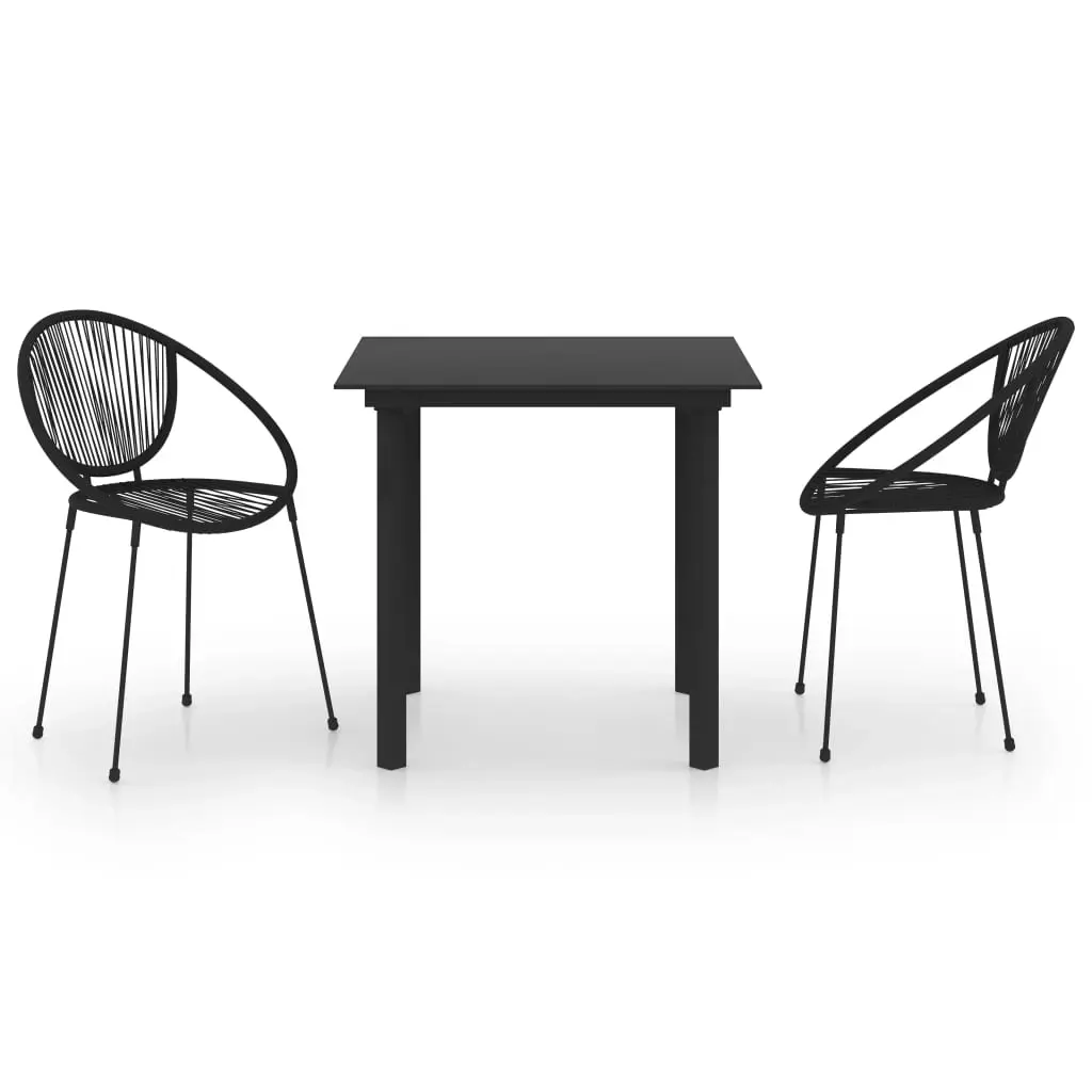 3 Piece Outdoor Dining Set PVC Rattan Black 3060225 - Furniture