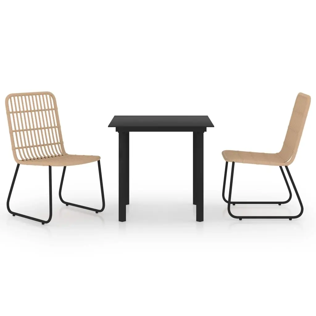 3 Piece Outdoor Dining Set Poly Rattan and Glass 3060237 - Furniture