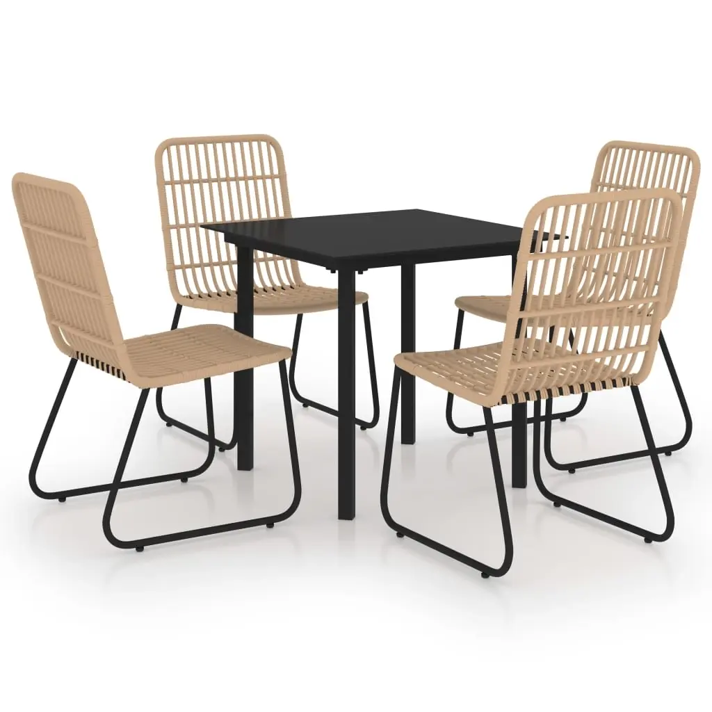 5 Piece Outdoor Dining Set Poly Rattan and Glass 3060238 - Furniture