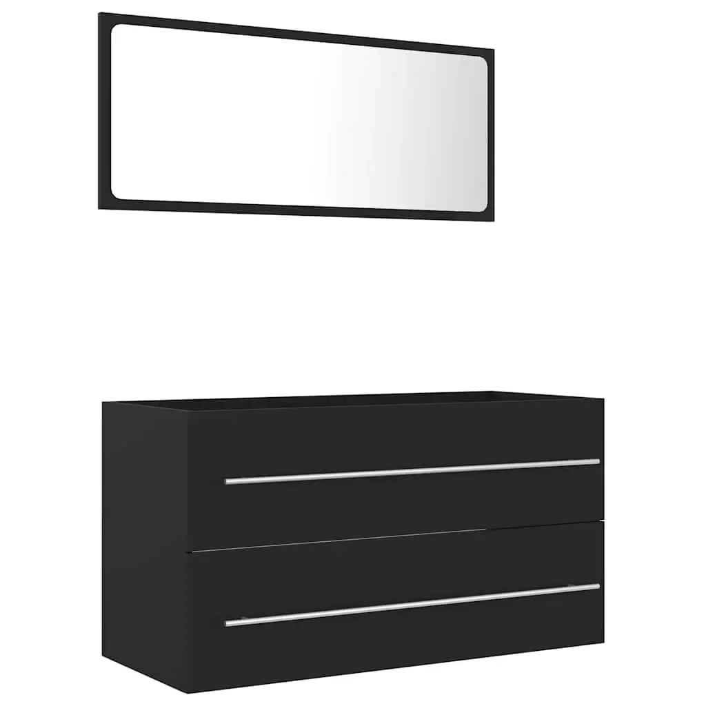2 Piece Bathroom Furniture Set Grey Engineered Wood 804847