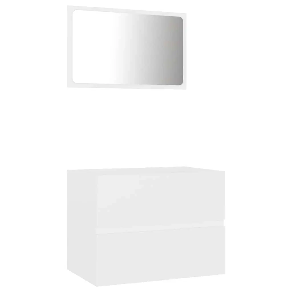 2 Piece Bathroom Furniture Set White Engineered Wood 804872