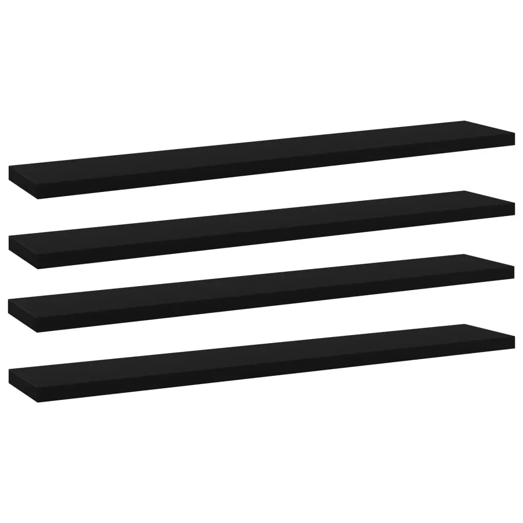 Bookshelf Boards 4 pcs Black 60x10x1.5 cm Engineered Wood 805204 - Furniture