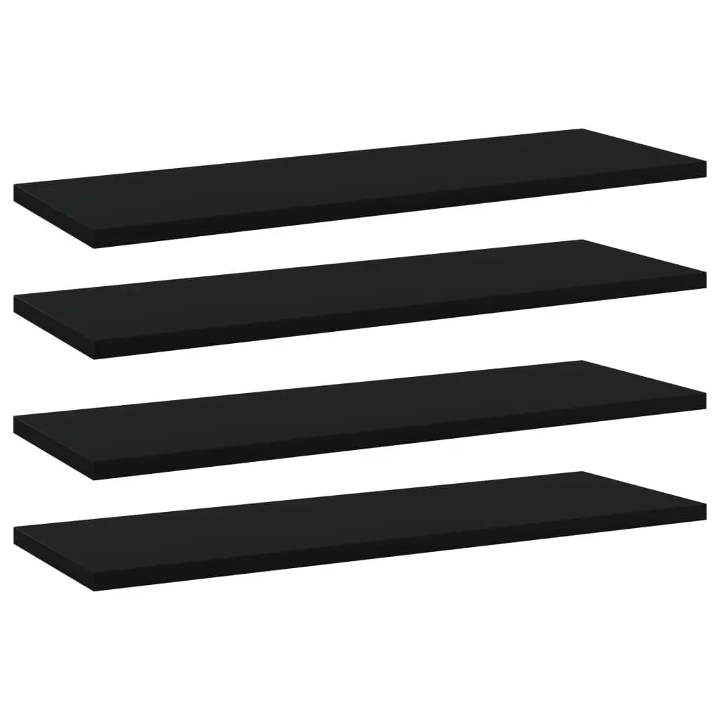 Bookshelf Boards 4 pcs Black 60x20x1.5 cm Engineered Wood 805220 - Furniture