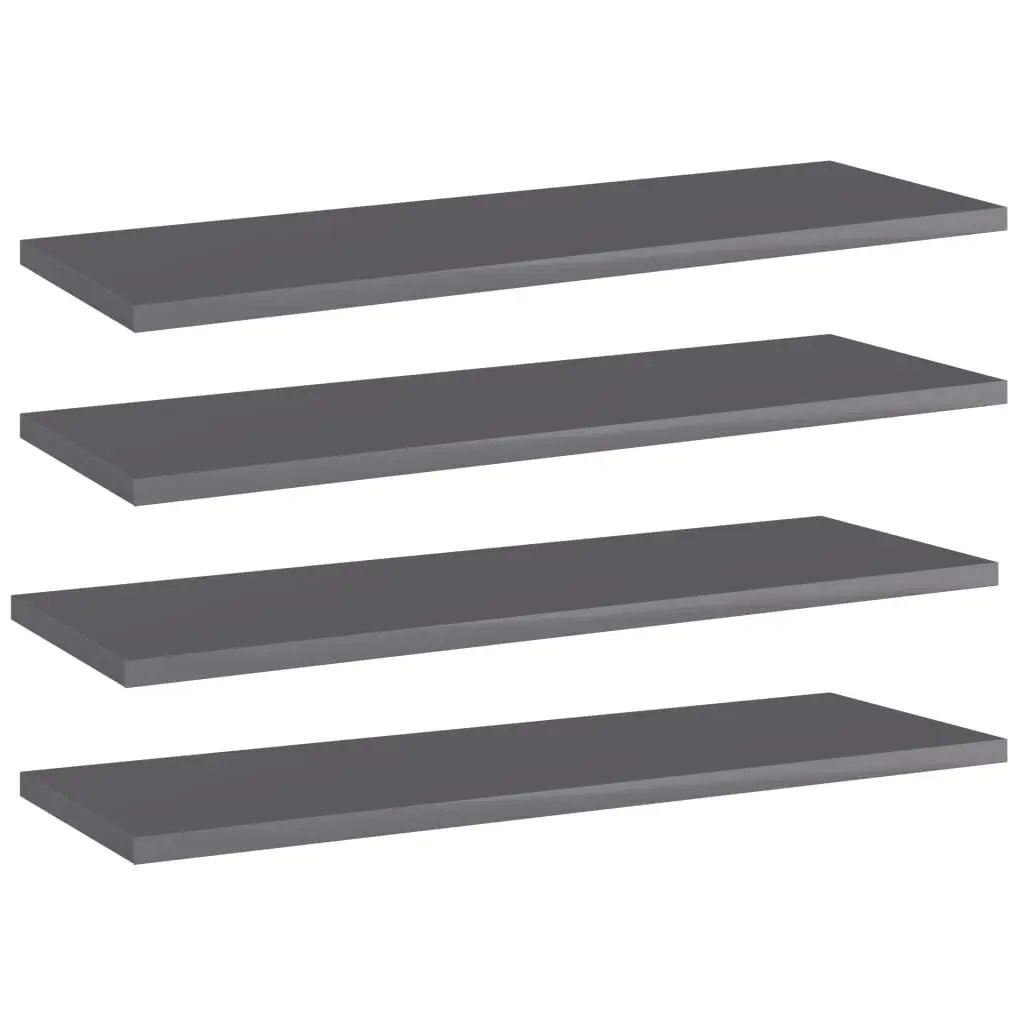 Bookshelf Boards 4 pcs High Gloss Grey 60x20x1.5 cm Engineered Wood 805232 - Furniture