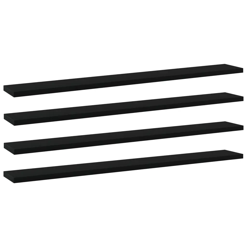 Bookshelf Boards 4 pcs Black 80x10x1.5 cm Engineered Wood 805284 - Furniture