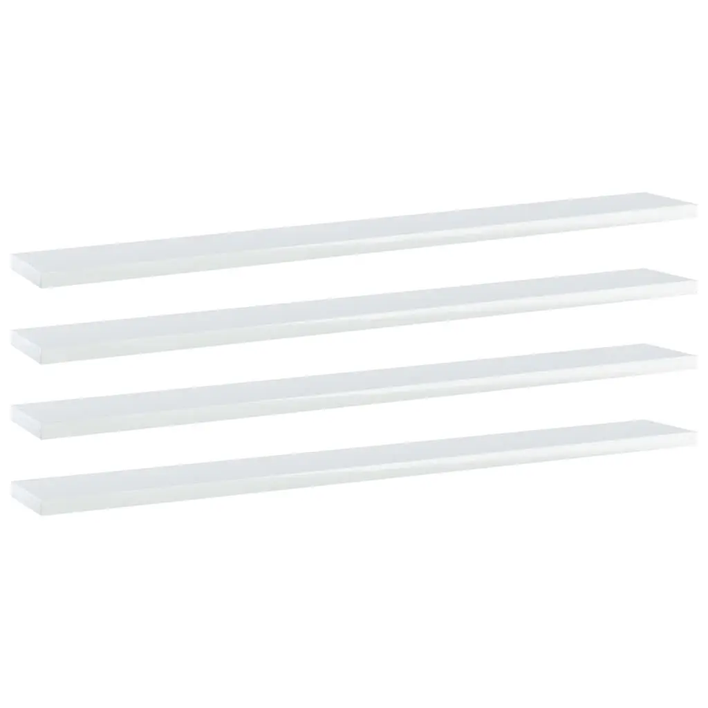 Bookshelf Boards 4 pcs High Gloss White 80x10x1.5 cm Engineered Wood 805292 - Furniture