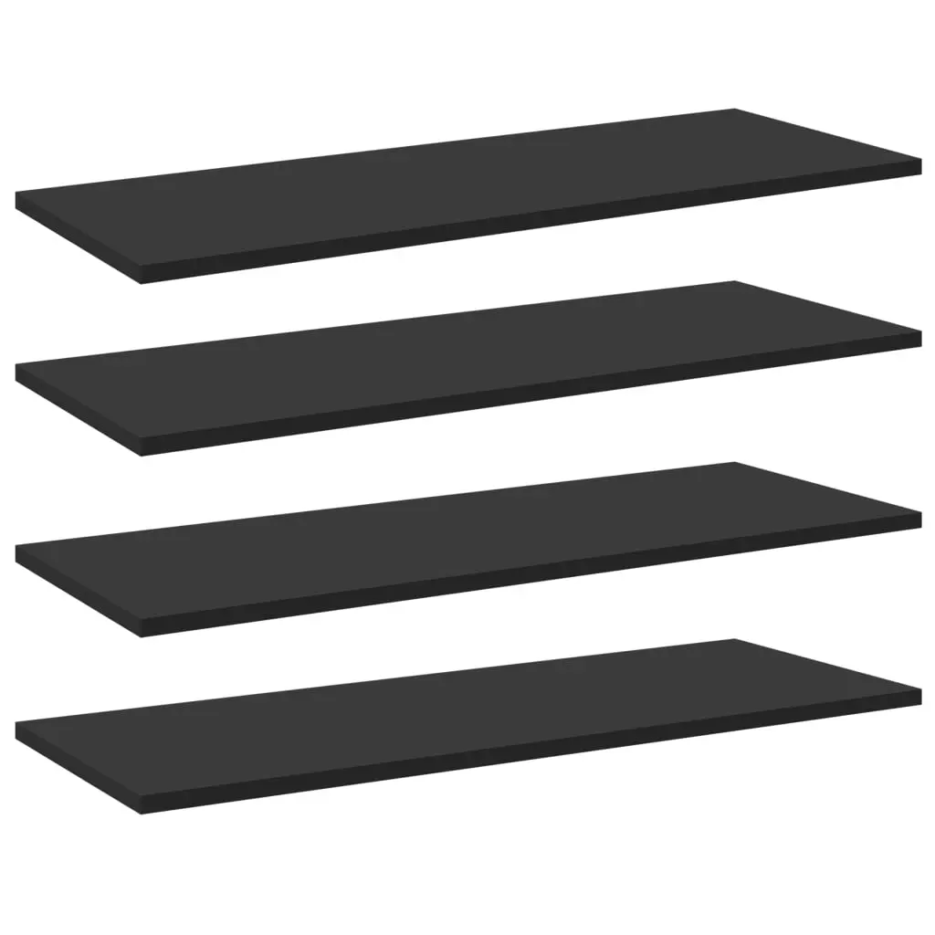 Bookshelf Boards 4 pcs Black 80x30x1.5 cm Engineered Wood 805316 - Furniture