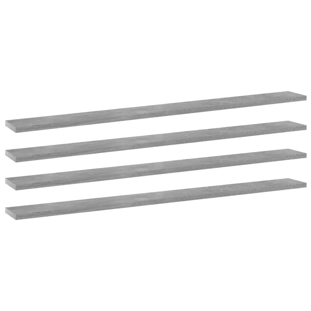 Bookshelf Boards 4 pcs Concrete Grey 100x10x1.5 cm Engineered Wood 805370 - Furniture
