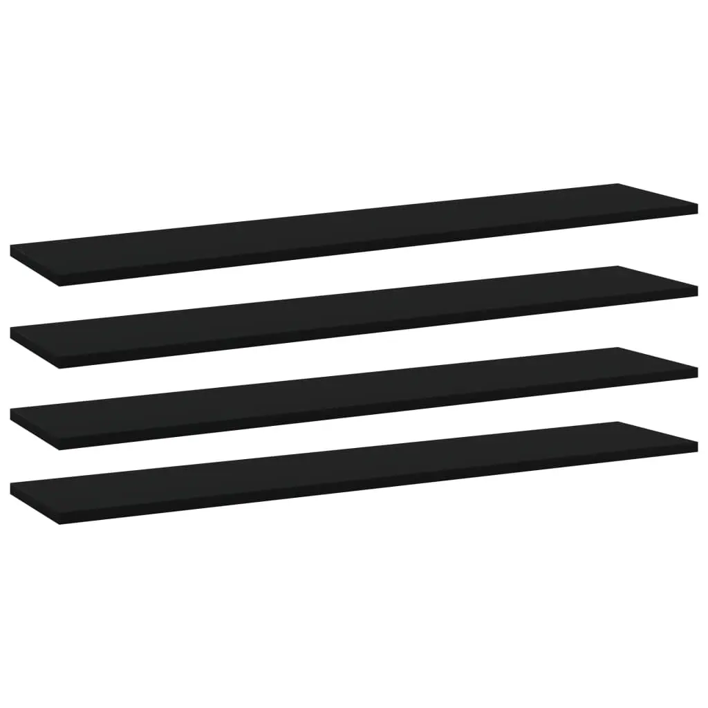 Bookshelf Boards 4 pcs Black 100x20x1.5 cm Engineered Wood 805380 - Furniture