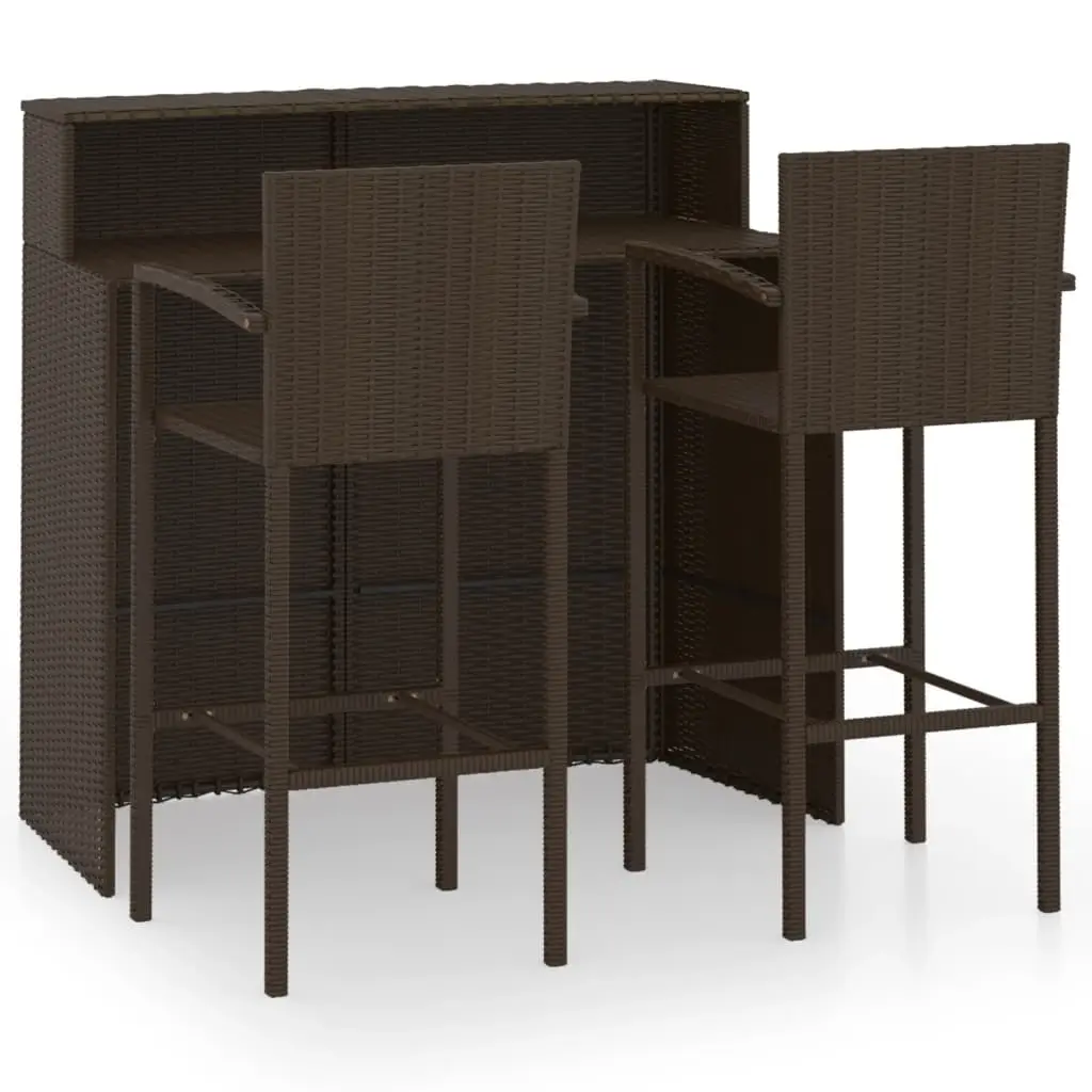 3 Piece Garden Bar Set Brown 3064885 - Furniture
