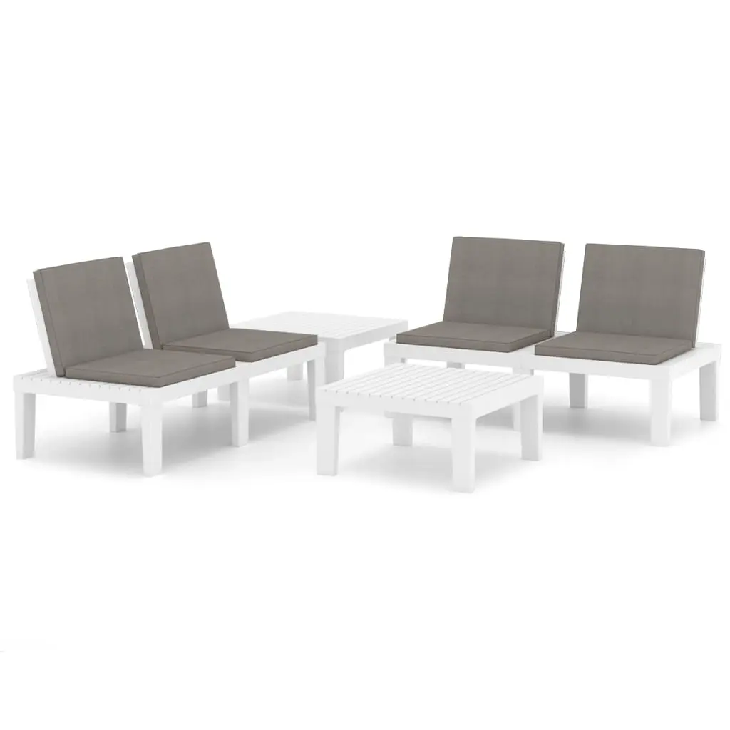 4 Piece Garden Lounge Set with Cushions Plastic White 3059831 - Furniture