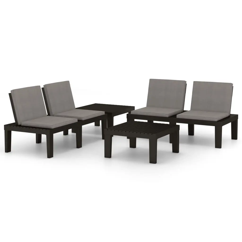 4 Piece Garden Lounge Set with Cushions Plastic Grey 3059832 - Furniture