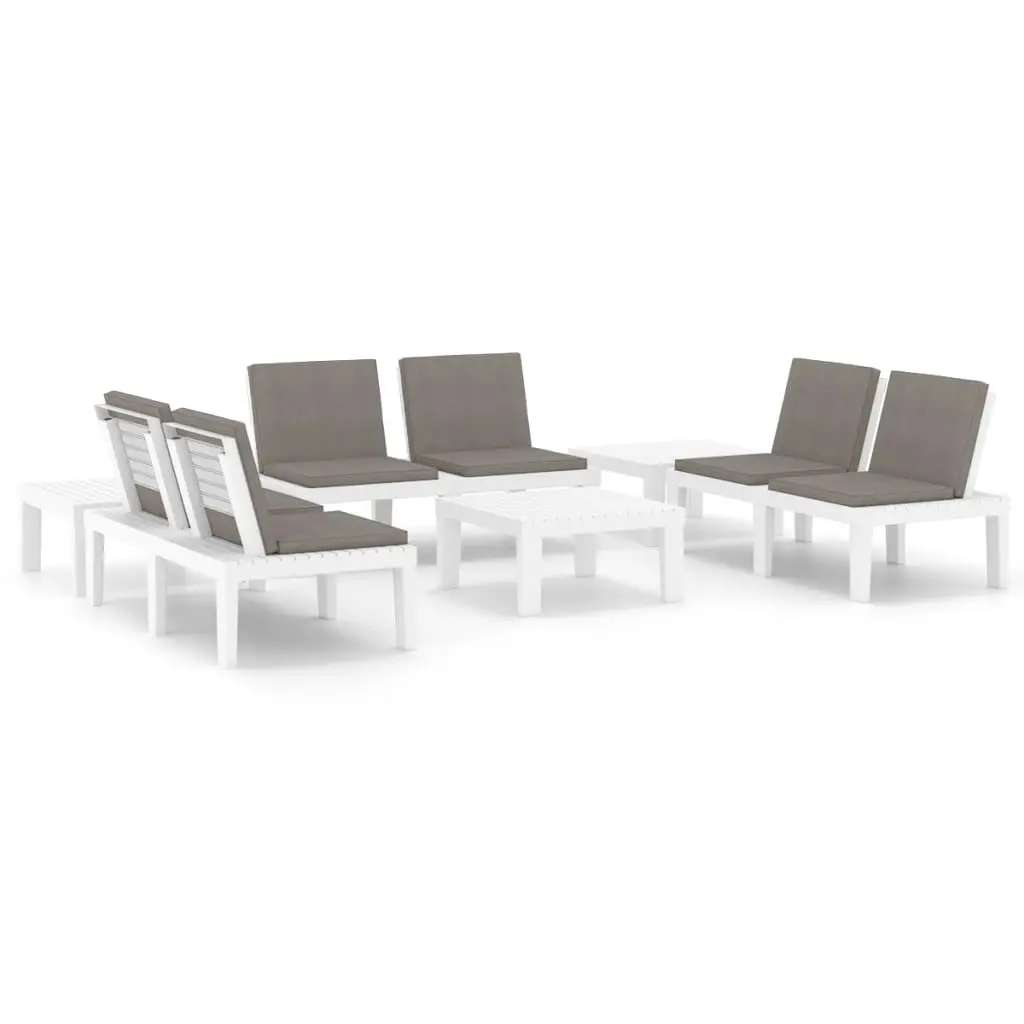 6 Piece Garden Lounge Set with Cushions Plastic White 3059833 - Furniture