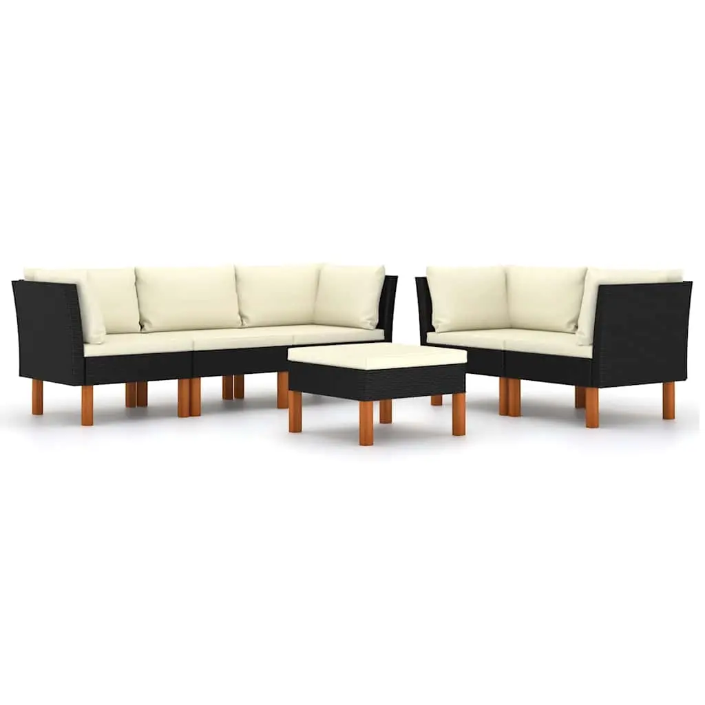 6 Piece Garden Lounge Set with Cushions Poly Rattan Black 3059738 - Furniture