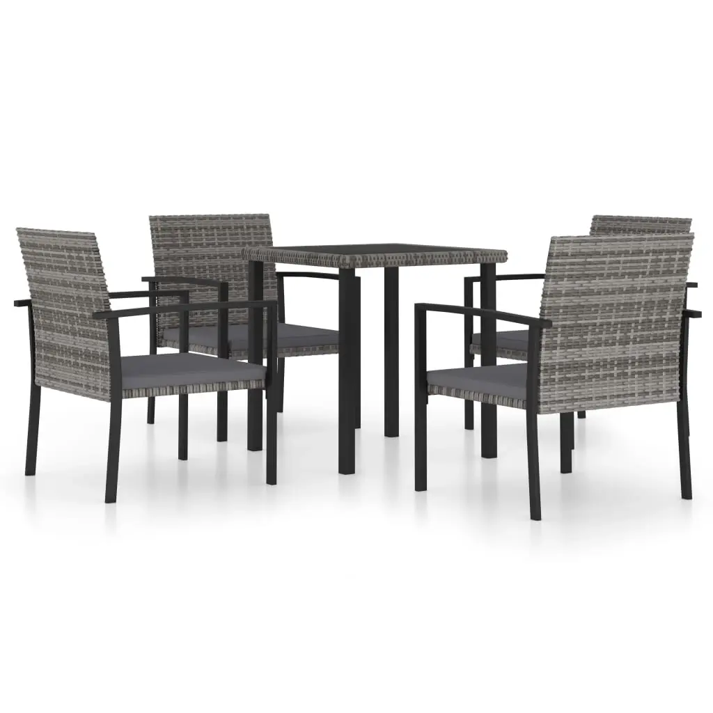 5 Piece Garden Dining Set Poly Rattan Grey 3065712 - Furniture